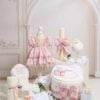 Trusou Complet De Botez Raza Borangic Roz Maneca Scurta