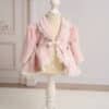 Bolero de botez din catifea fină - roz-vintage