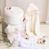 Pachet botez cu 20% REDUCERE - Cufăr Velvet buretat - Ivoire + Trusou botez - roz