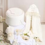 Pachet botez -20% REDUCERE - Cufăr Velvet Ivoire + Trusou botez - ivoire