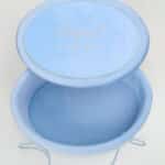 Cufăr botez oval Velvet - buretat - bleu