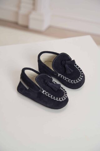 Mocasini Botez Piele Intoarsa Bleumarin