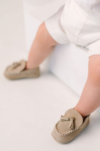 Mocasini Piele Intoarsa Babywalker Bej