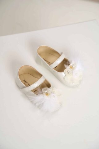 Pantofi Botez Floare Pene Ivoire