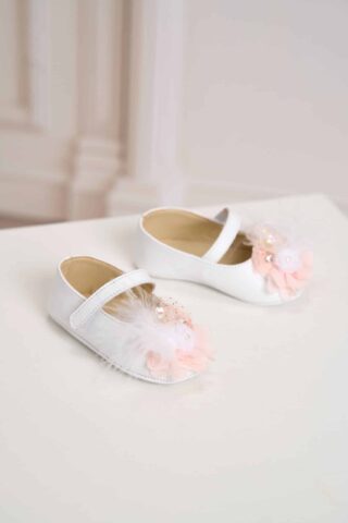 Pantofi Botez Floare Pene Ivoire