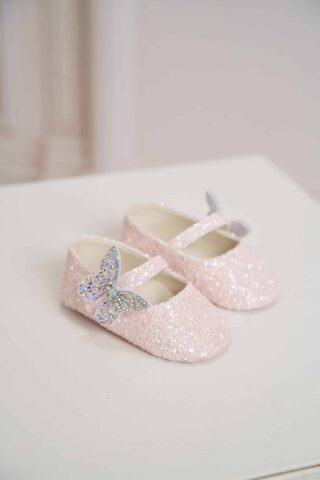 Pantofi Botez Fluture Roz