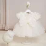 Rochiță botez Divine Rose - alb-ivoire