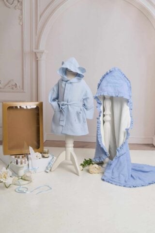 Set Complet Baita De A Doua Zi Muselina Bleu