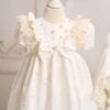Truosou Complet Botez Fete Celeste Ivoire Maneca Scurta