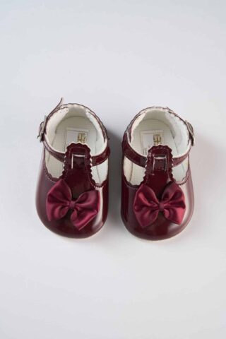Pantofi Botez Fete Burgundy Cu Funda