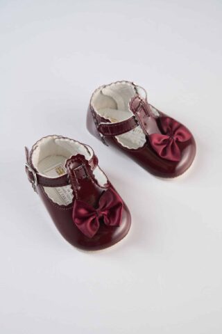 Pantofi Botez Fete Burgundy Cu Funda