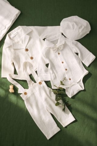Costum De Botez Dan Verde Alb Ivoire