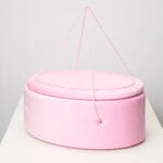 Cufăr botez oval Velvet - buretat - roz Barbie