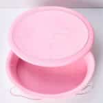 Cufăr botez oval Velvet - buretat - roz barbie