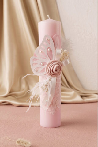 Lumanare De Botez Botez Fete Fluture Roz