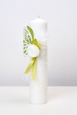 lumanare botez fete fluture verde