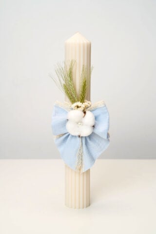 Lumânare botez A38 - Fundă Muselină Couture - Bleu