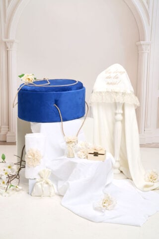 Pachet Botez Fete Cufar Buretat Oval Albastru Trusou