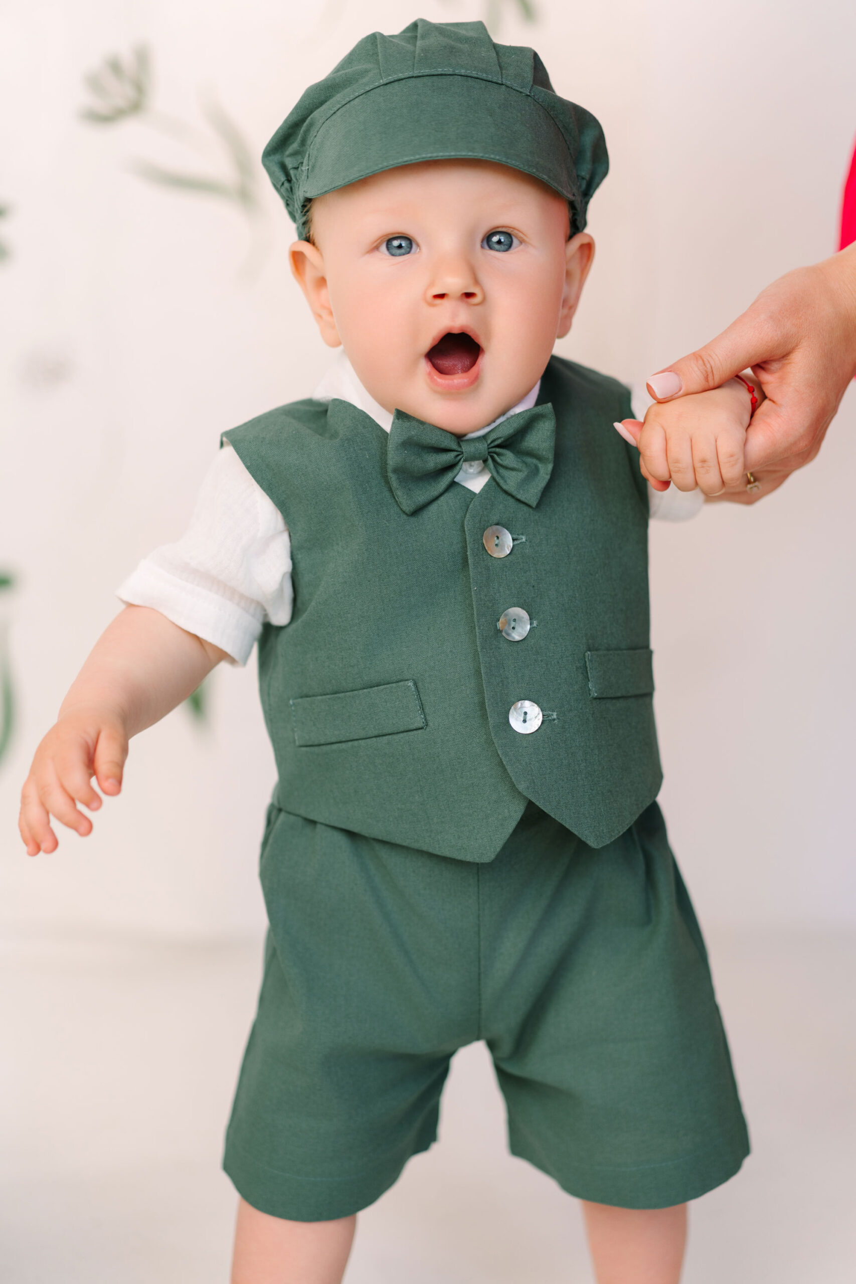 Costum botez Amos - verde olive 3 Costum De Botez Baieti Vara Amos Verde