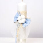 Lumânare botez A40 - Fundă Muselină Couture - Bleu