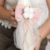 Lumanare De Botez Botez Baieti Cu Tull Funda Flori Bumbac Roz
