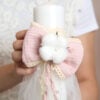 Lumanare De Botez Botez Baieti Cu Tull Funda Flori Bumbac Roz 2