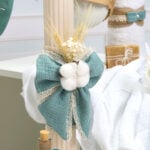 Lumânare botez A38 - Fundă Muselină Couture - Mentă