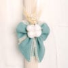 Lumanare De Botez Cu Funda Roz Muselina Flori Naturale Menta