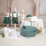 Set complet botez (trusou) - Costum Amos - mentă - Cufăr Oval