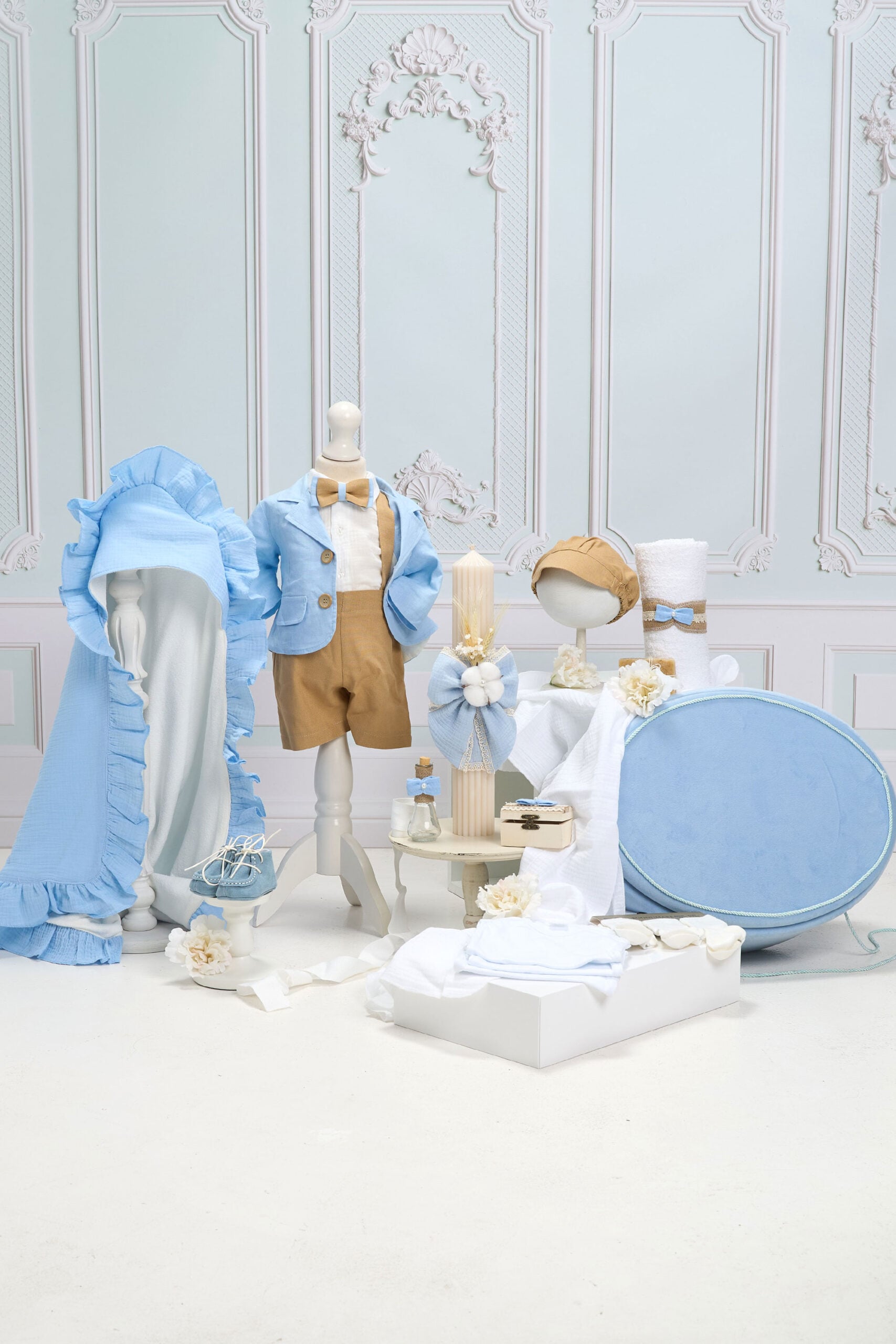 Set complet botez (trusou) - Giorgio - bleu - Cufăr Buretat 1 Trusou Complet De Botez Giorgio 7
