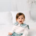Costum botez din muselină - Milo - olive