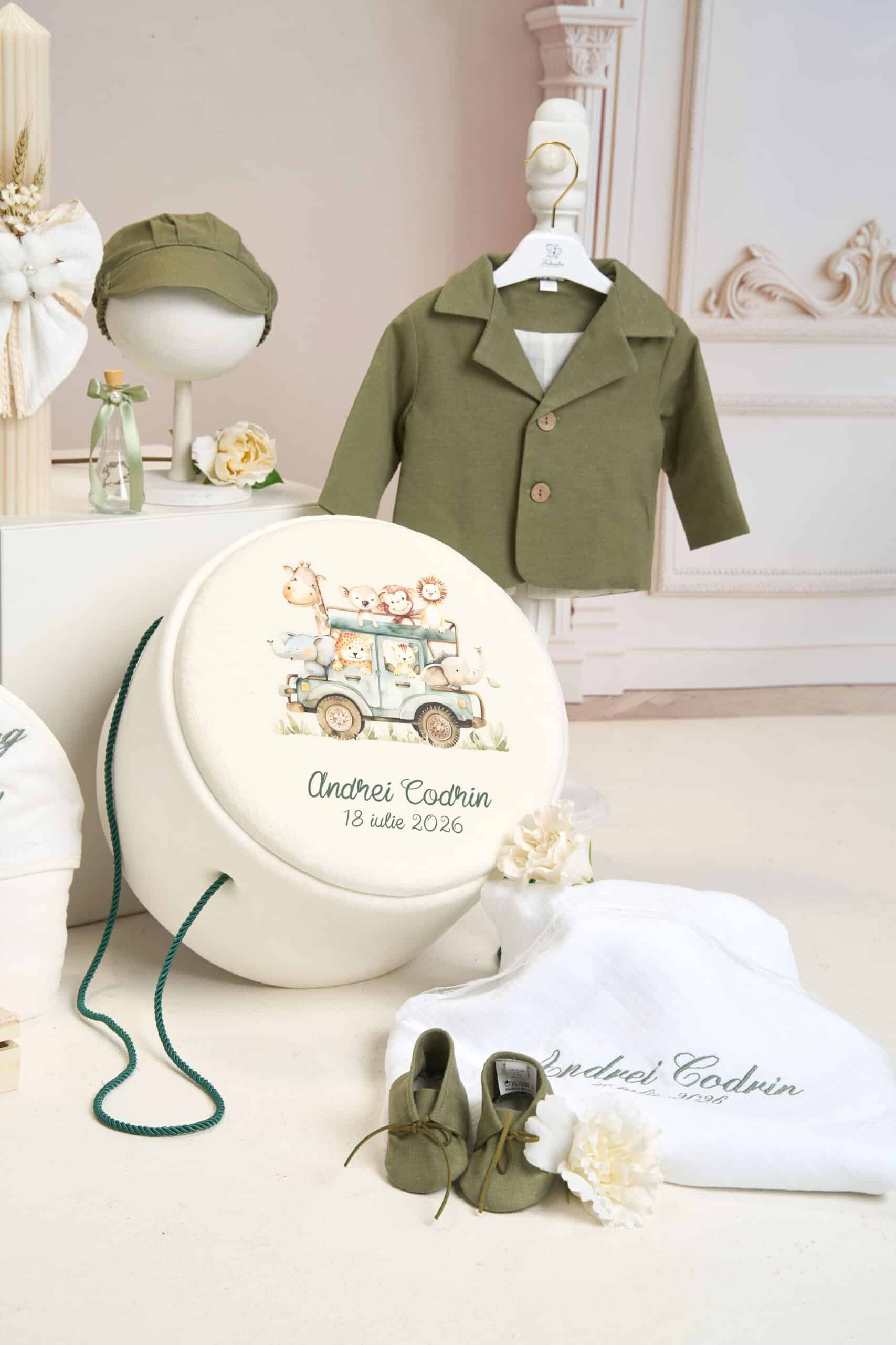 Set complet botez (trusou) - Dan - verde olive 10 Set complet botez (trusou) - Dan - verde olive - imagine 10