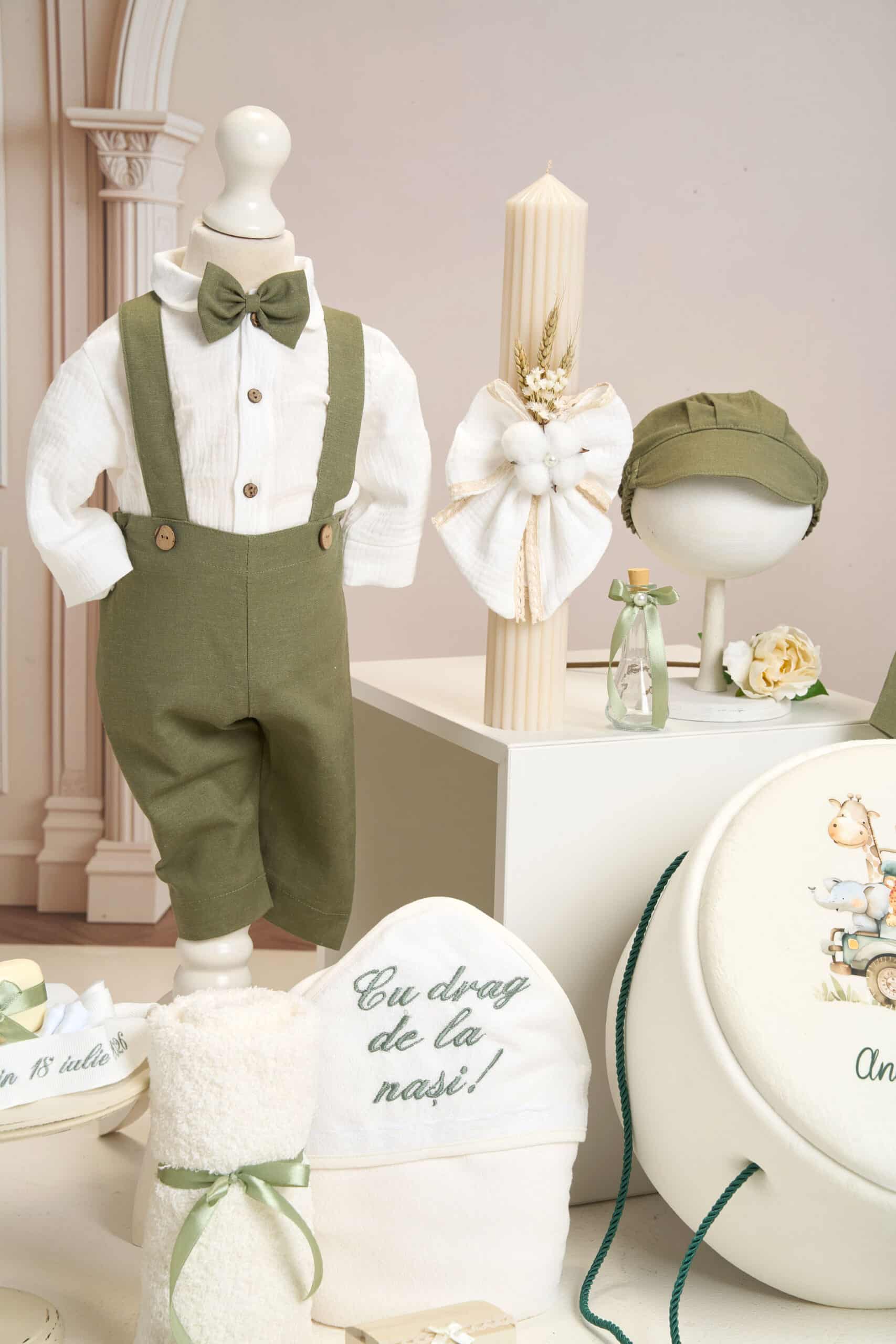 Set complet botez (trusou) - Dan - verde olive 9 Set complet botez (trusou) - Dan - verde olive - imagine 9