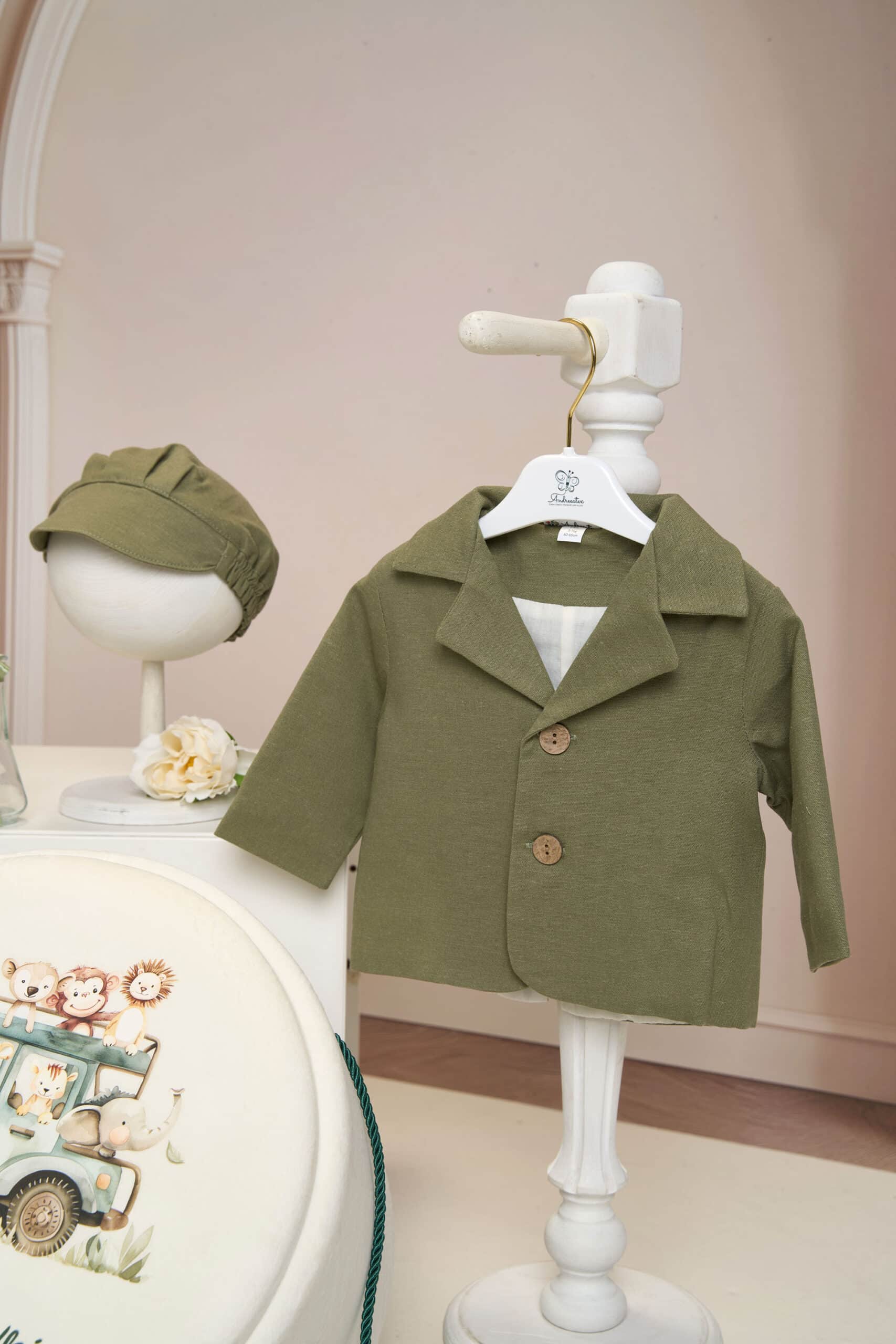 Set complet botez (trusou) - Dan - verde olive 7 Set complet botez (trusou) - Dan - verde olive - imagine 7