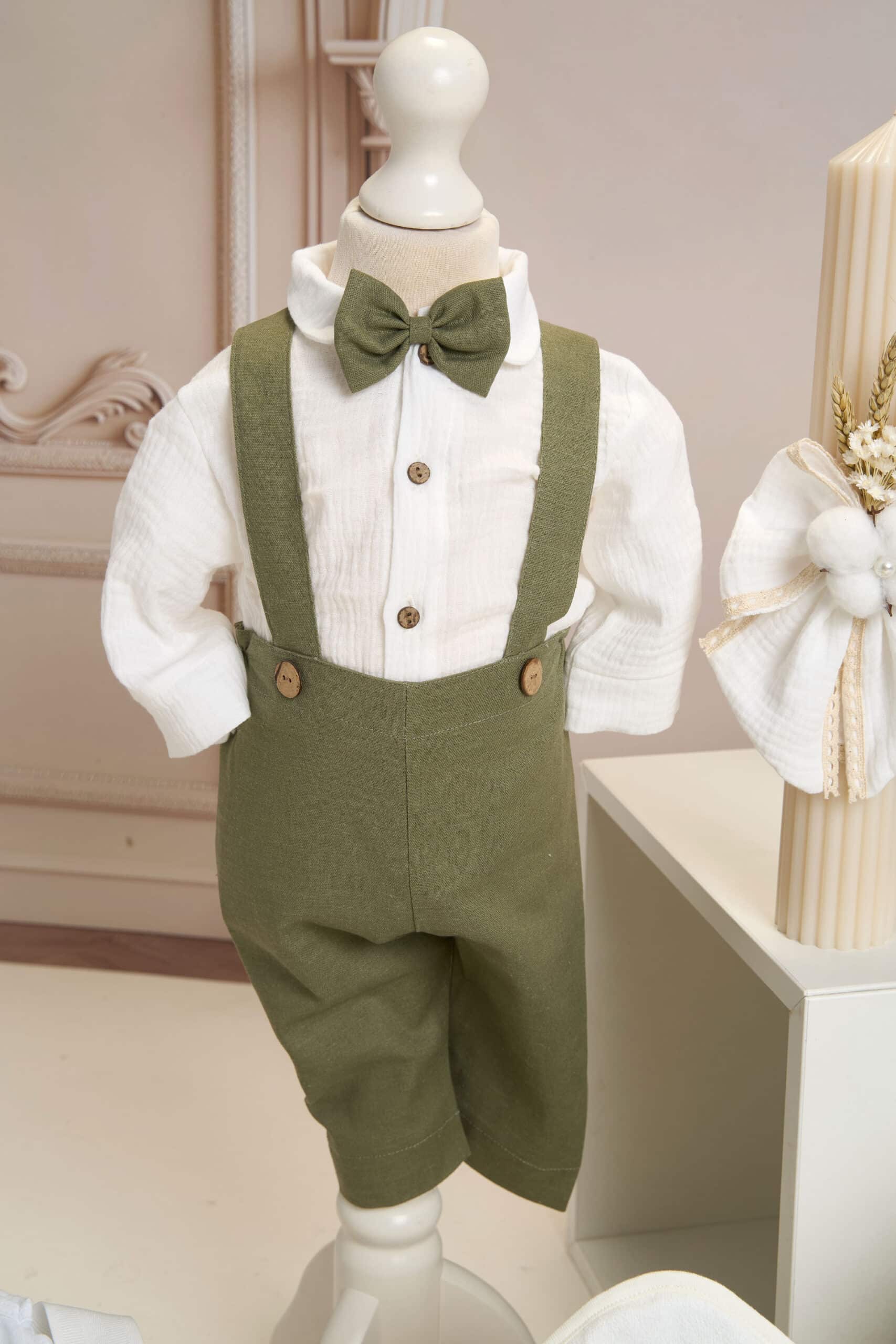 Set complet botez (trusou) - Dan - verde olive 5 Set complet botez (trusou) - Dan - verde olive - imagine 5