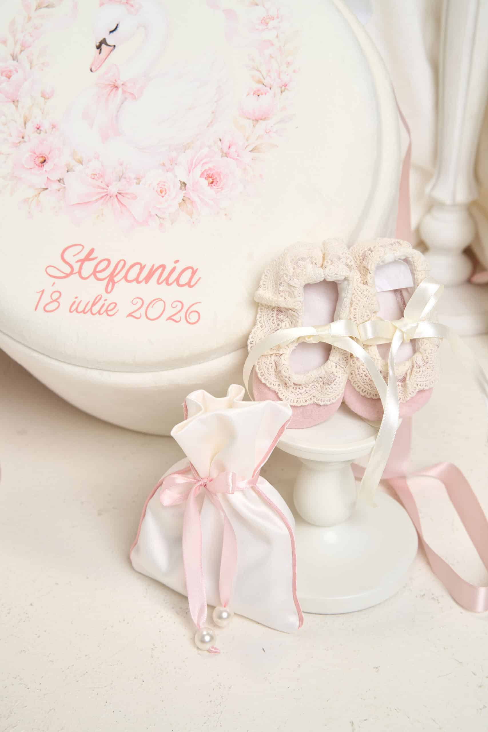 Set complet botez (trusou) - Cora - roz-vintage (mânecă scurtă) 11 Set complet botez (trusou) - Cora - roz-vintage (mânecă scurtă) - imagine 11