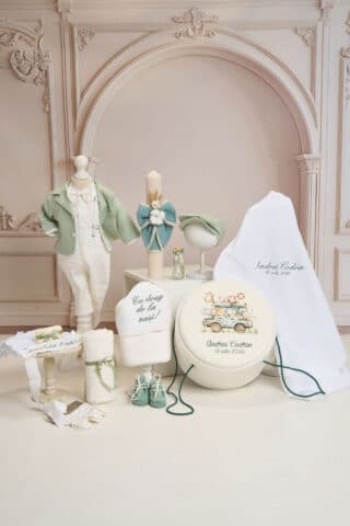 Set complet botez (trusou) - Romeo Safari - dungi - mint