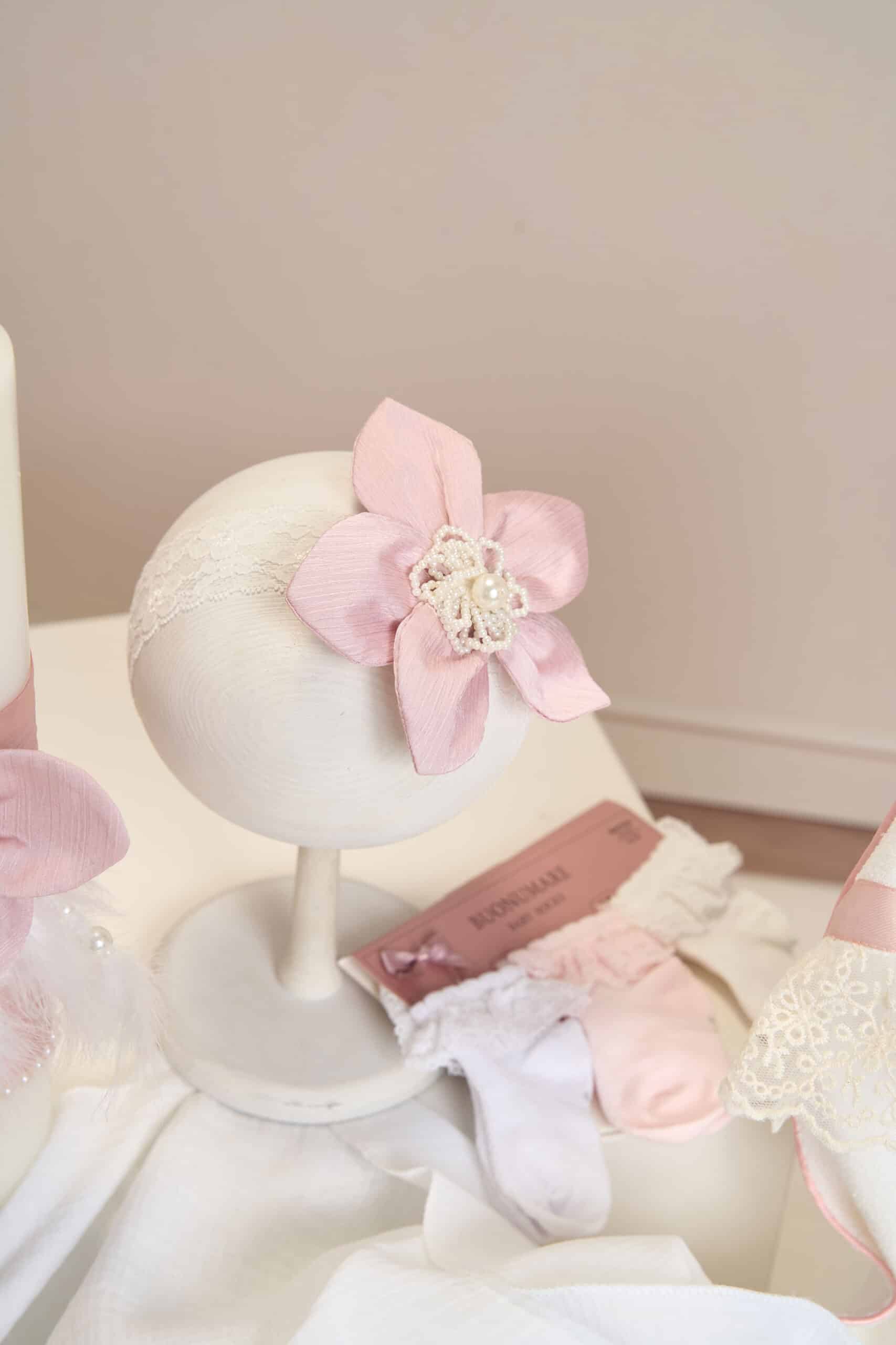 Set complet botez (trusou) - Fleur - roz-vintage (mânecă scurtă) 10 Set complet botez (trusou) - Fleur - roz-vintage (mânecă scurtă) - imagine 10