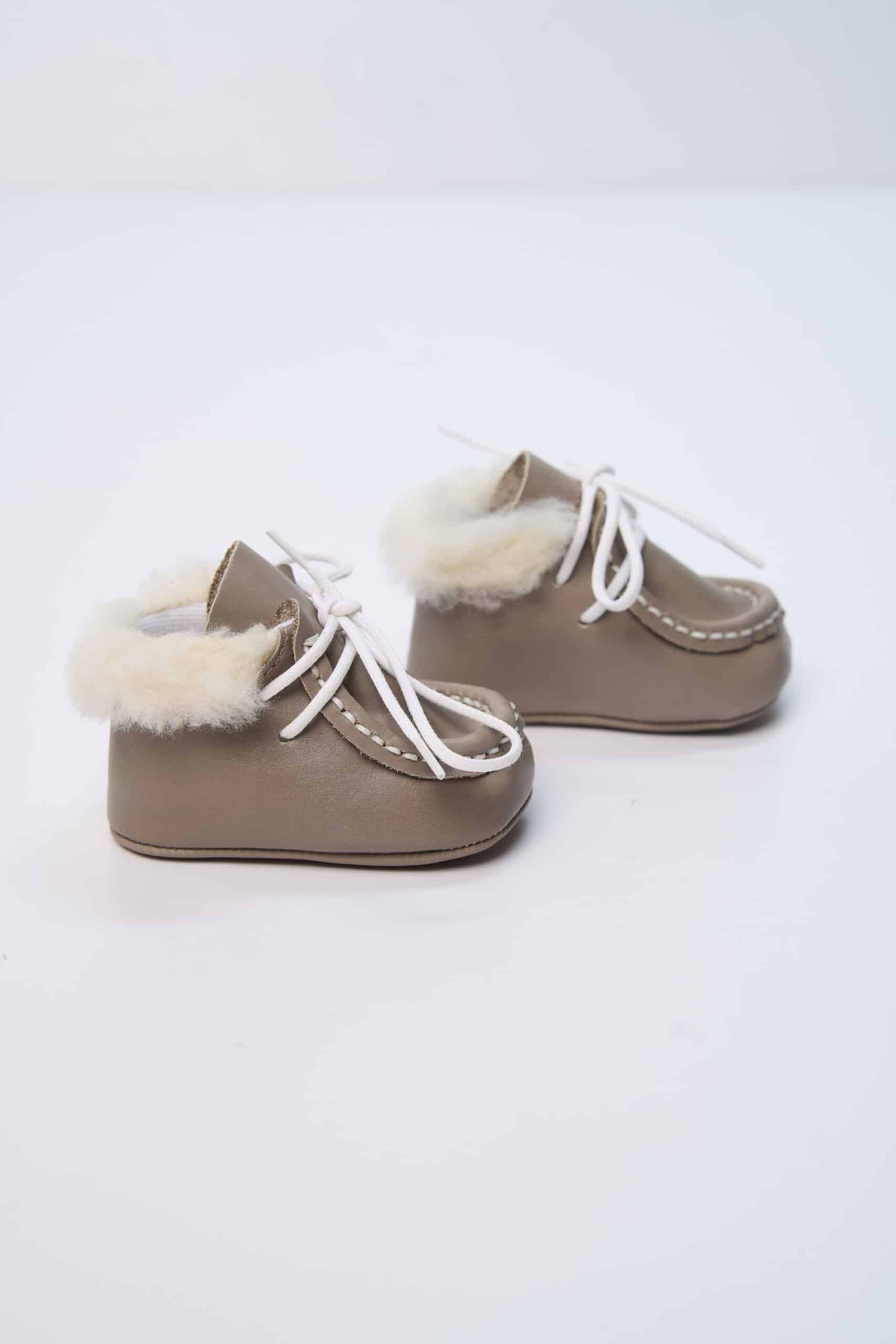Mocasini piele naturală cu blăniță - Grej 1 Mocasini piele naturală cu blăniță - Grej