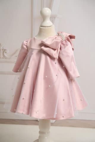 Andreeatex 17 rochie botez funda umar ivoire maneca lunga ROZ