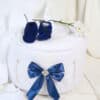 Botoșei botez Anghel catifea handmade - bleumarin