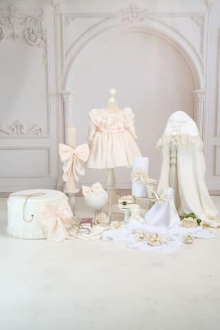 Set complet botez (trusou) - Cora - grej (mânecă lungă)