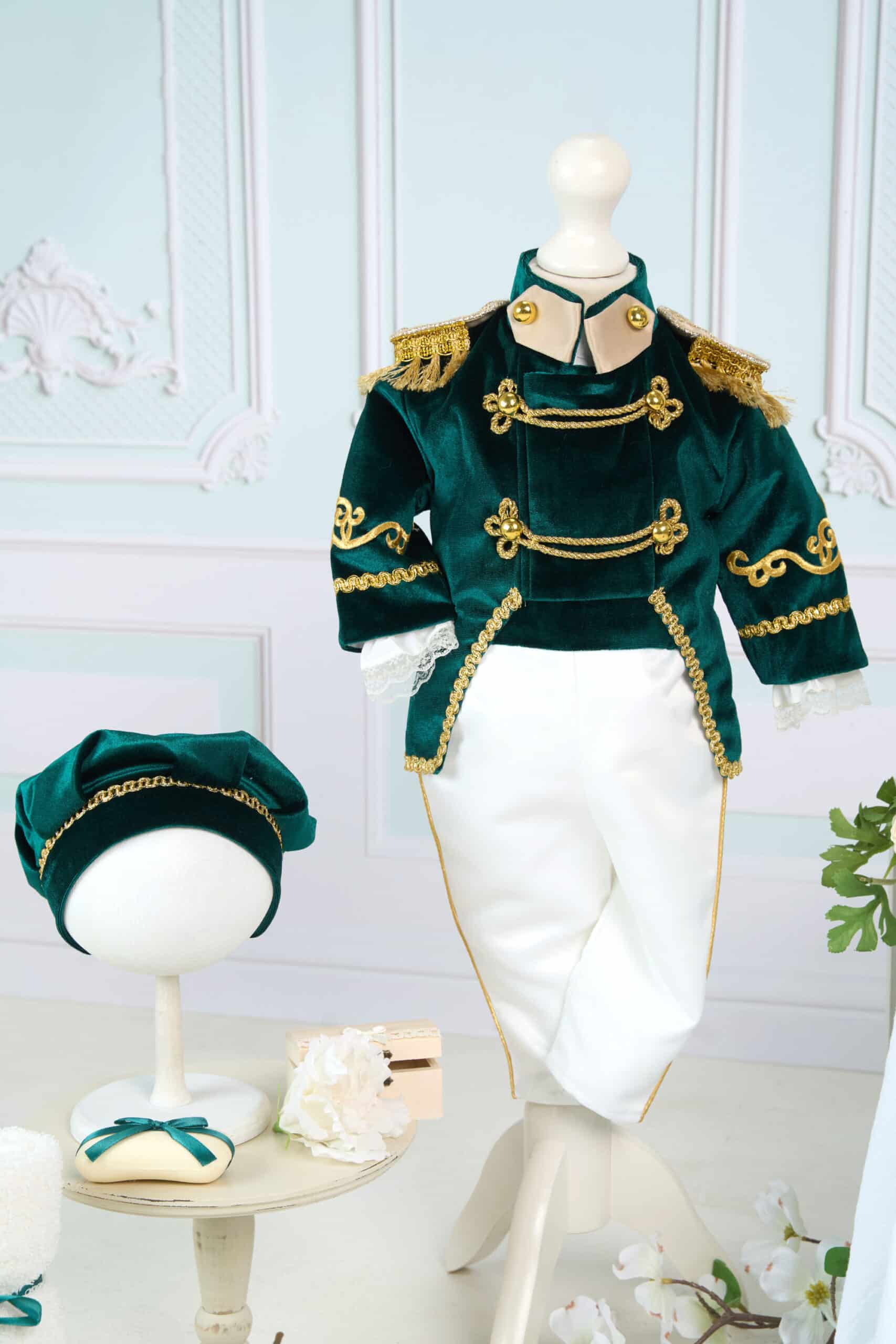 Set complet botez cufar buretat (trusou) - Nikolai - verde 11 Set complet botez cufar buretat (trusou) - Nikolai - verde - imagine 11
