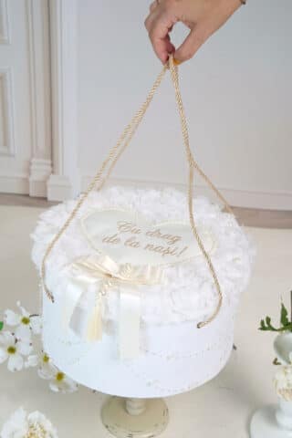 Cufăr Botez pentru Trusou Divine Rose - Alb-Ivoire