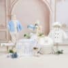 Set complet botez cufar buretat (trusou) - Romeo cu jachetă - bleu ciel