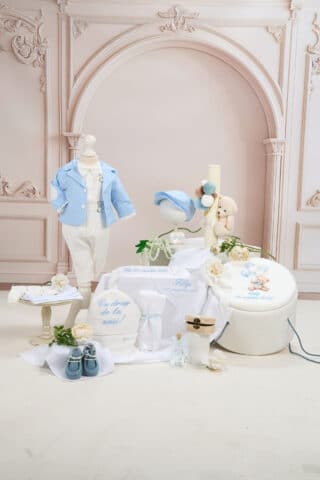 Set complet botez (trusou) - Romeo Ursuleț - bleu ciel